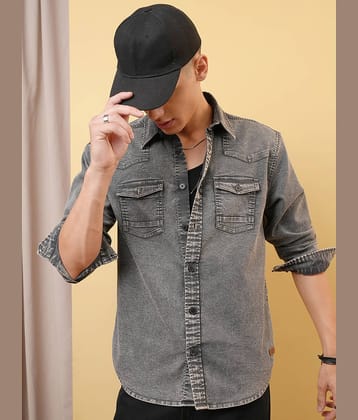 Locomotive Cotton Blend Oversized Fit Solids Full Sleeves Men's Casual Shirt - Black ( Pack of 1 )