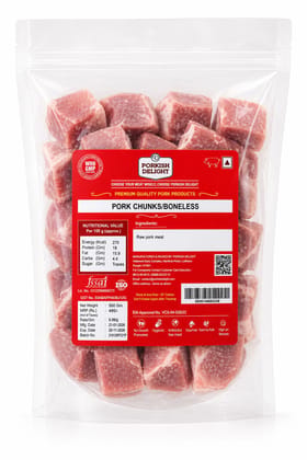 PORKISH DELIGHT Premium Boneless Pork Chunks, 500g | Farm-Fresh Lean Meat Cut | Gourmet Grade, Pre-Diced & Ready-to-Cook | Ideal for Stir-Fry, Curries, stews & Grilling | Vacuum-Sealed for Maximum Freshness