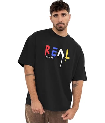 Trond Men 100% Cotton Oversized Fit Printed T-Shirt ( Black )
