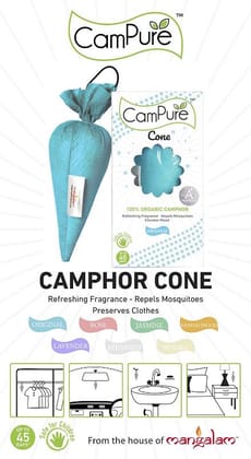 CamPure Camphor Cone Air Freshener | 100% Organic Camphor | Closet & Car Deodorizer