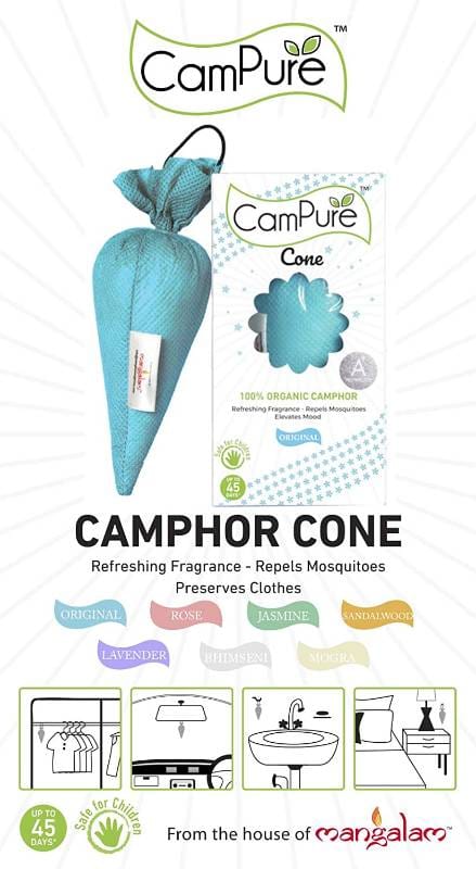 CamPure Camphor Cone Air Freshener | 100% Organic Camphor | Closet & Car Deodorizer