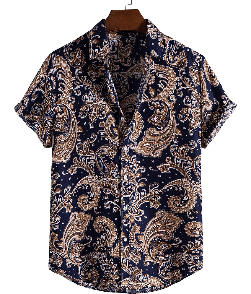 AAPSKA Poly Cotton Regular Fit Printed Half Sleeves Men's Casual Shirt - Blue ( Pack of 1 )