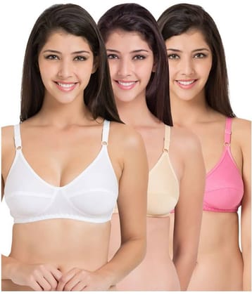 Kiran Enterprises Pack of 3 Cotton Non Padded Women's Push Up Bra ( Multi Color )