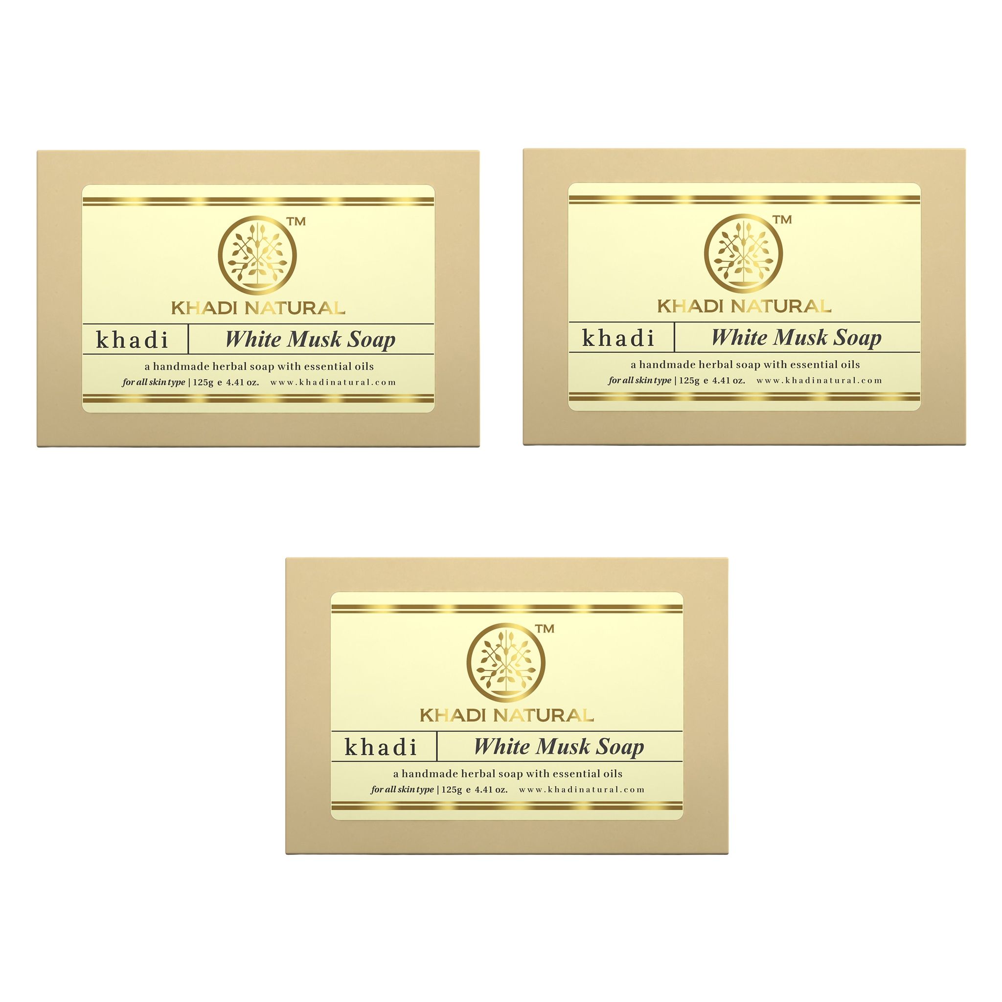 Khadi Natural Herbal White Musk Soap Combo Pack Of 3 – 125gm Each