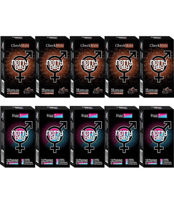 NottyBoy Contoured Ribs Dots Over Time and Chocolate Flavoured Condoms - 100 Units