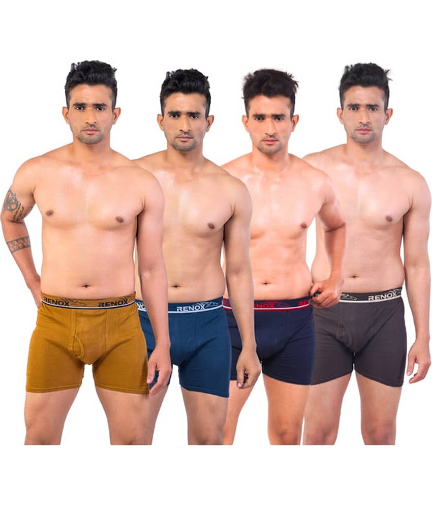 Renox Pack of 4 Cotton Trunks For Men's ( Multicolor )