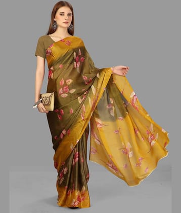 Sanwariya Silks Brasso Printed Saree With Unstitched Blouse Piece ( Yellow )
