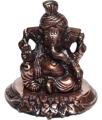 eCraftIndia Metal Phagdi Lord Ganesha on Flower - Brown