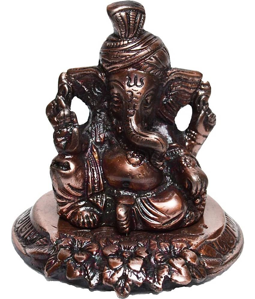 eCraftIndia Metal Phagdi Lord Ganesha on Flower - Brown