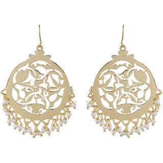 Filigree Freehand Plain Brass Earrings Golden Alloy Copper Material Drop Hook Earrings for Women's Fashion Jewelry