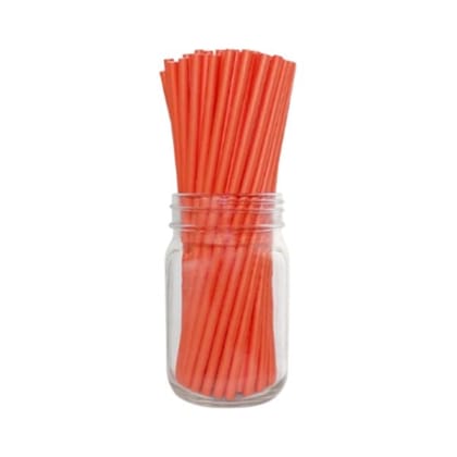Edible Straw 6.5 mm Dia X 210 mm Length - Orange (100 Pcs)