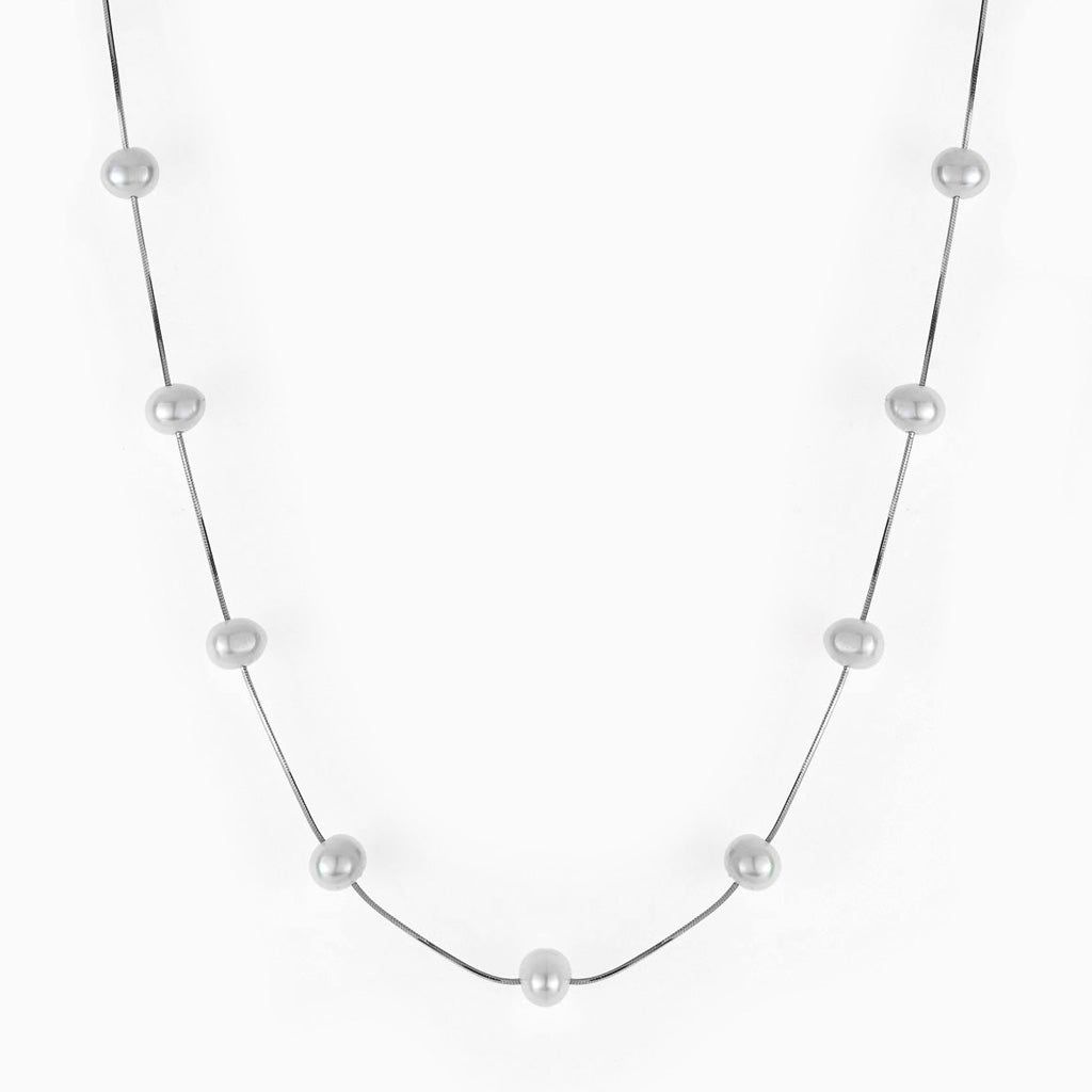 Real Pearl Silver Chain Necklace