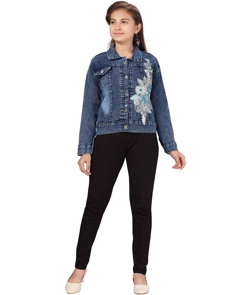 Aarika Girls Denim Denim Jackets For ( Pack of 1 , Denim Blue )