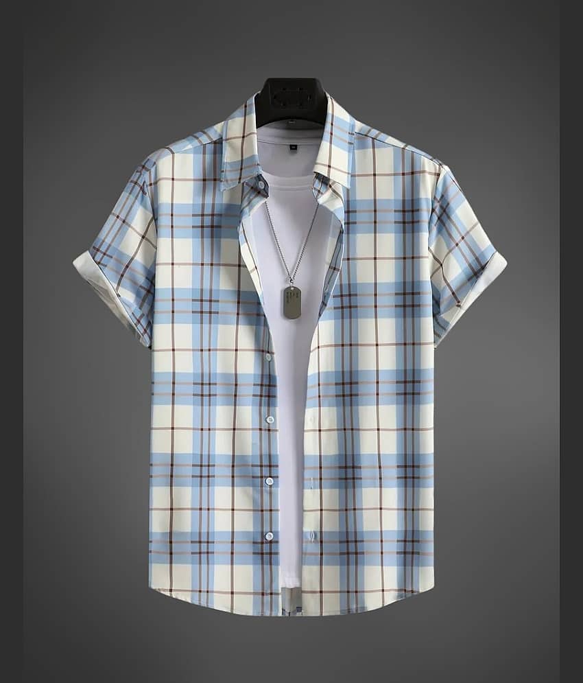 BEAUE Poly Cotton Regular Fit Printed Half Sleeves Men's Casual Shirt - White ( Pack of 1 )