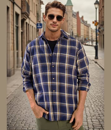 Bene Kleed 100% Cotton Regular Fit Checks Full Sleeves Men's Casual Shirt - Blue ( Pack of 1 )