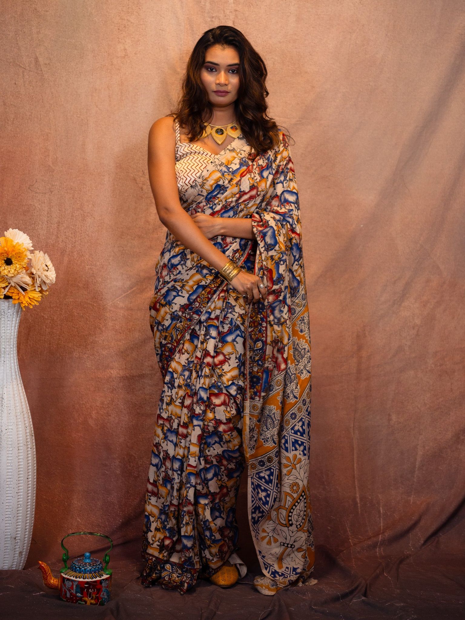 Dhenu silk kalamkari Saree