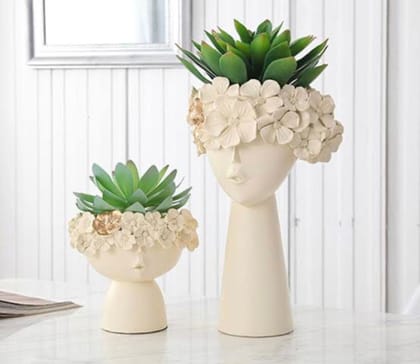 Adorable Tiara Vases-Off White / Resin | Matt Finish / Single Big : H: 12 | L: 5 | W: 5  (Inch)