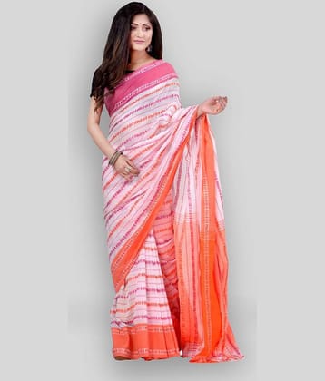 Desh Bidesh Cotton Self Design Saree With Unstitched Blouse Piece ( Pink )