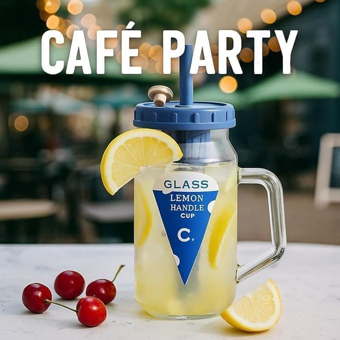 Glass Sipper with Fruit Infuser and Squarish Handle,500 ML,Set Of 1,Comfortable Grip Infused Bottle for Detox & Hydration,Water Bottle for Gym,Office,Yoga & Travel,Sipper for Daily Use,Random Colours