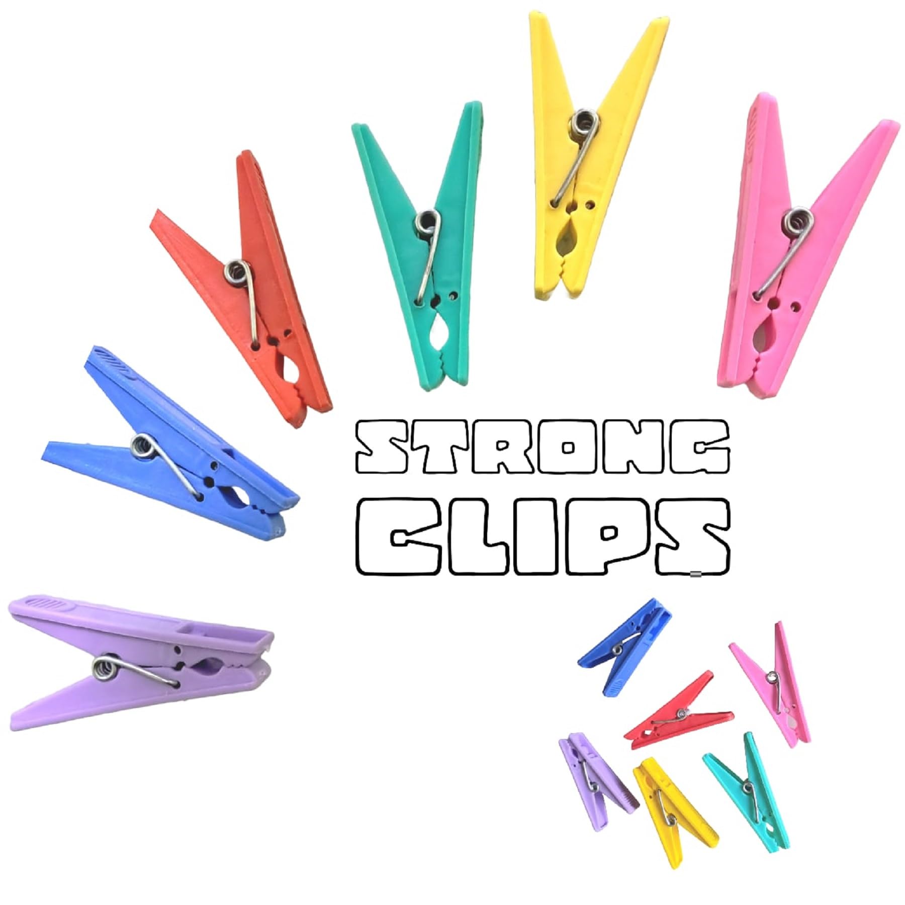 Plastic Cloth Pegs, 48 Pieces, Multicolour, for Hangers, Rods, Ropes and Towel Organising