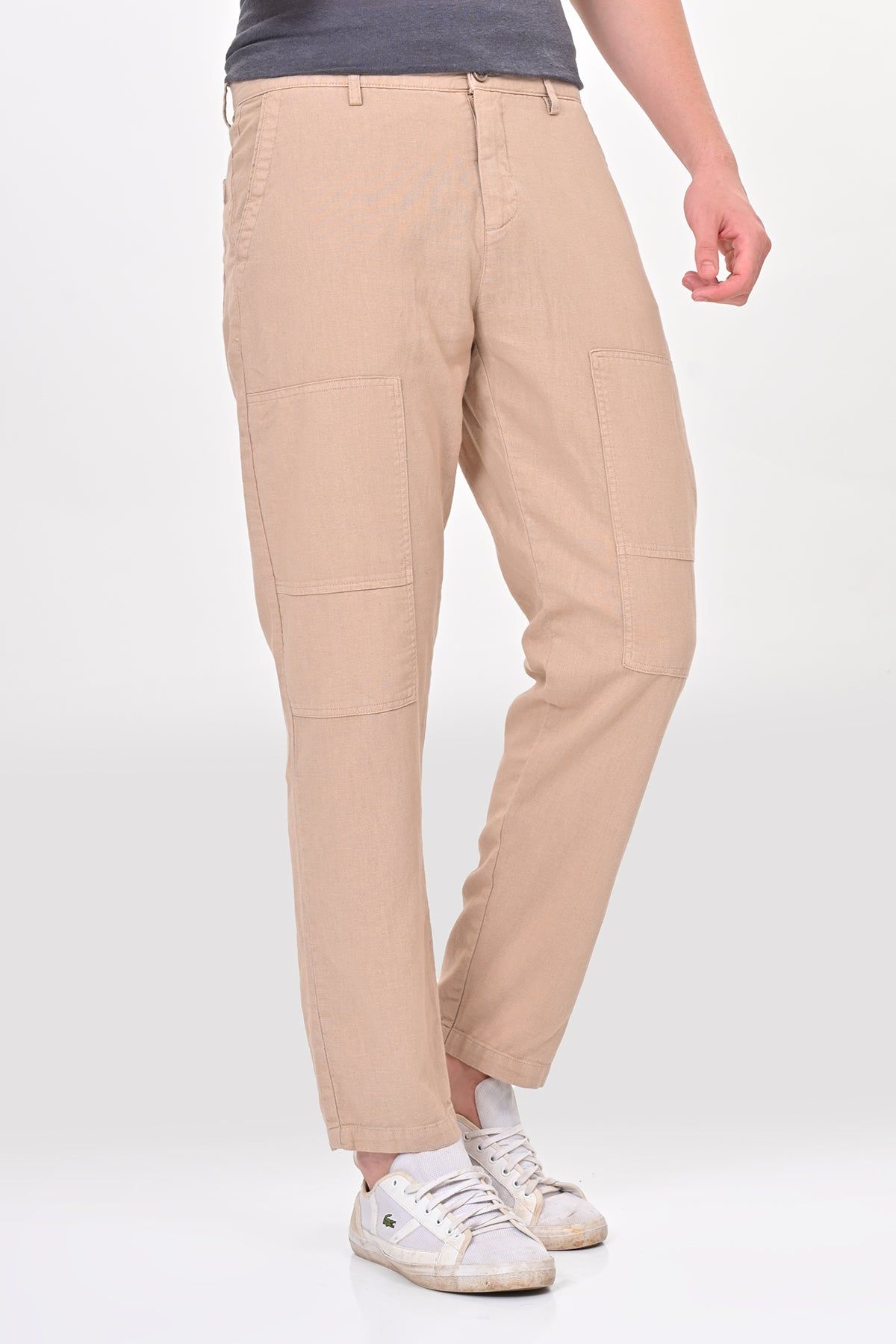 Ivory - Linen Detailed Trouser - Beige-S-30 / BEIGE