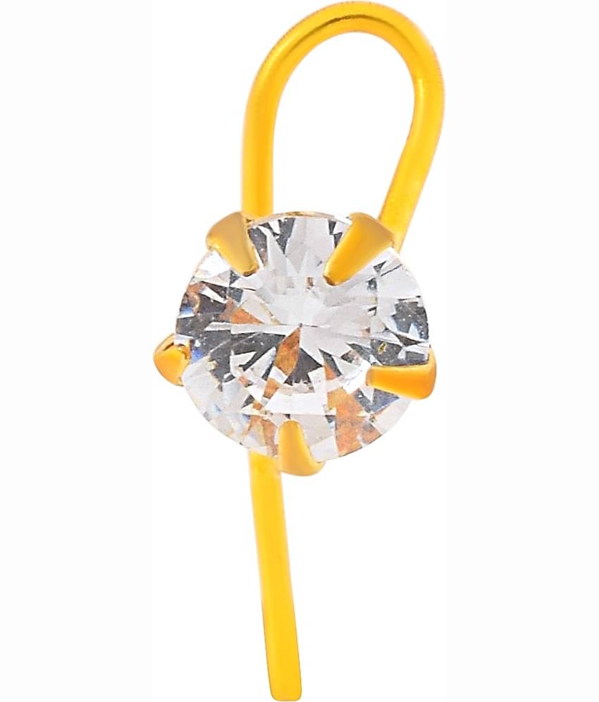 ADMIER Gold plated brass round shape faux diamond cz fashion nose pin for girls women