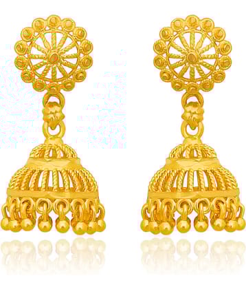 LUV FASHION Golden Jhumki Earrings ( Pack of 1 )