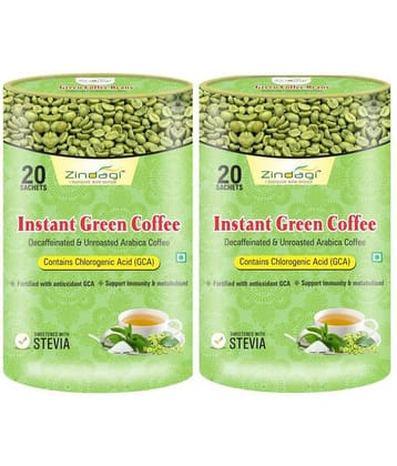 Zindagi Instant Green Coffee Powder - Green Coffee Beans Powder - Weight Loss 20 gm Pack of 2