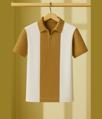 Try This Men Cotton Blend Regular Fit Colorblock Polo T Shirt ( Brown )