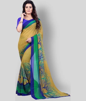 ANAND SAREES Georgette Solid Saree With Unstitched Blouse Piece ( Beige )