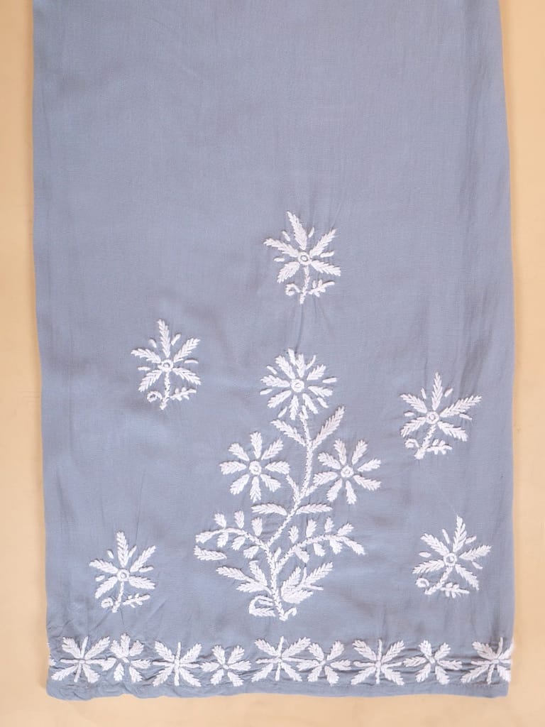 Pure Modal Heavy Bota Pattern hand embroidered Chikankari Kurta Set -Grey