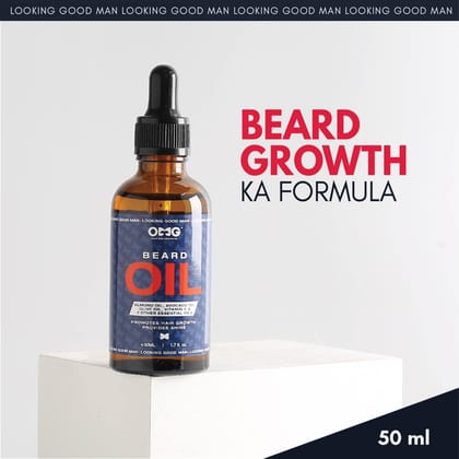 OMG Buy 1 Get 1 Beard Growth Oil 50ml+50ml | Promotes Hair Growth and Gives Shine | Enriched with Vitamin E and 100% Natural Ingredients | Contains Almond Oil, Avocado Oil, Olive Oil