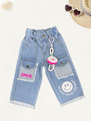 Girls Designer Straight Fit Jeans[GJ-955] (1-12Years)-1-2Y (Size - 18) / Denim