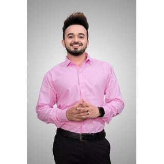 Baleshwar Men Pink Solid Regular Fit Formal Shirt