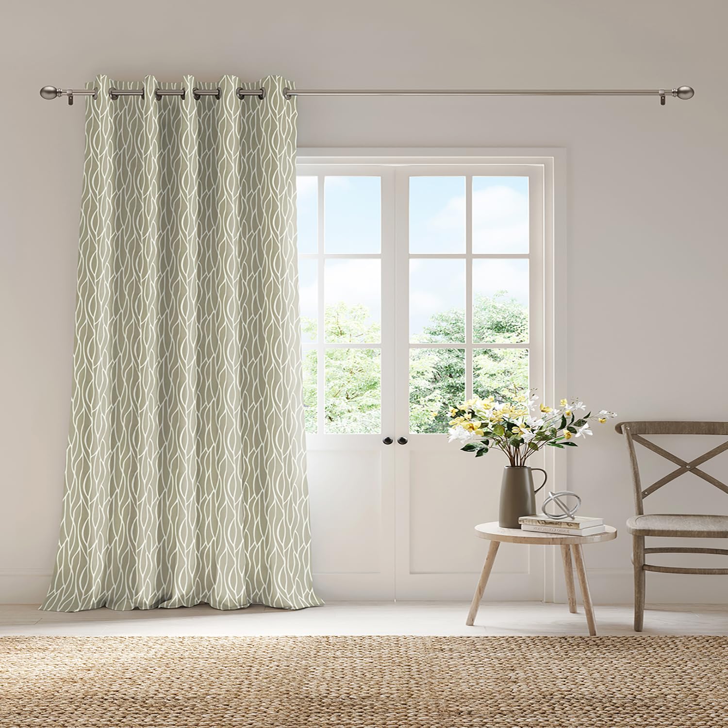 Ddecor Curtain Pack of 1, Polyster Jacquard Curtain, Door 7 FT, Willow, Room Darkening |135 CM X 225 CM, Beige