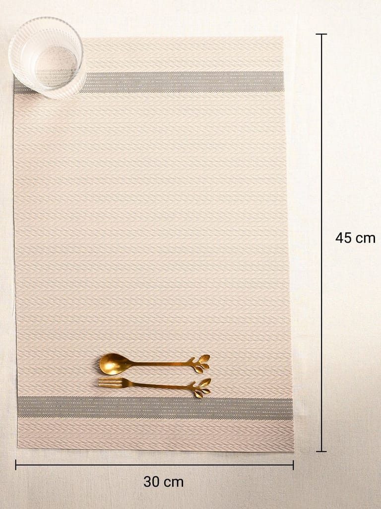 Elegant Beige Herringbone PVC Dining Table Placemat Set