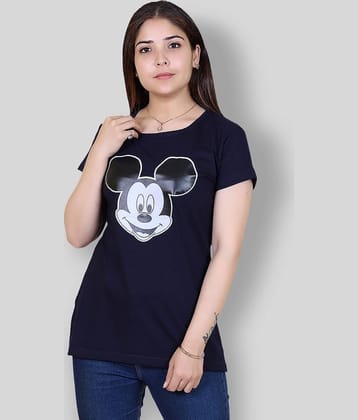 Ogarti Women Cotton Blend Printed Regular Fit Round Neck T-Shirt ( Navy Blue )