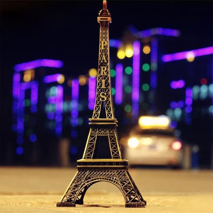 Antique 3D Eiffel Tower Statue - Metal Paris Landmark Decorative Showpiece for Home & Office