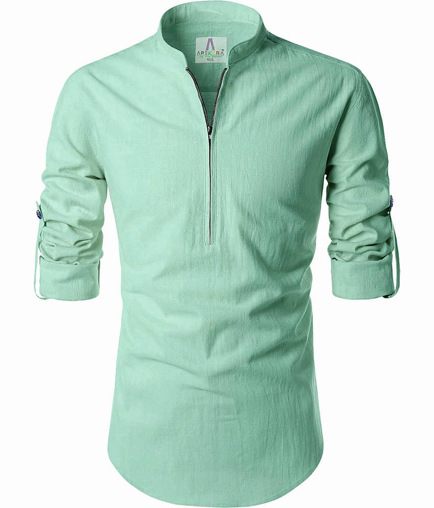 Apektra Light Green Cotton Men's Regular Kurta ( Pack of 1 )