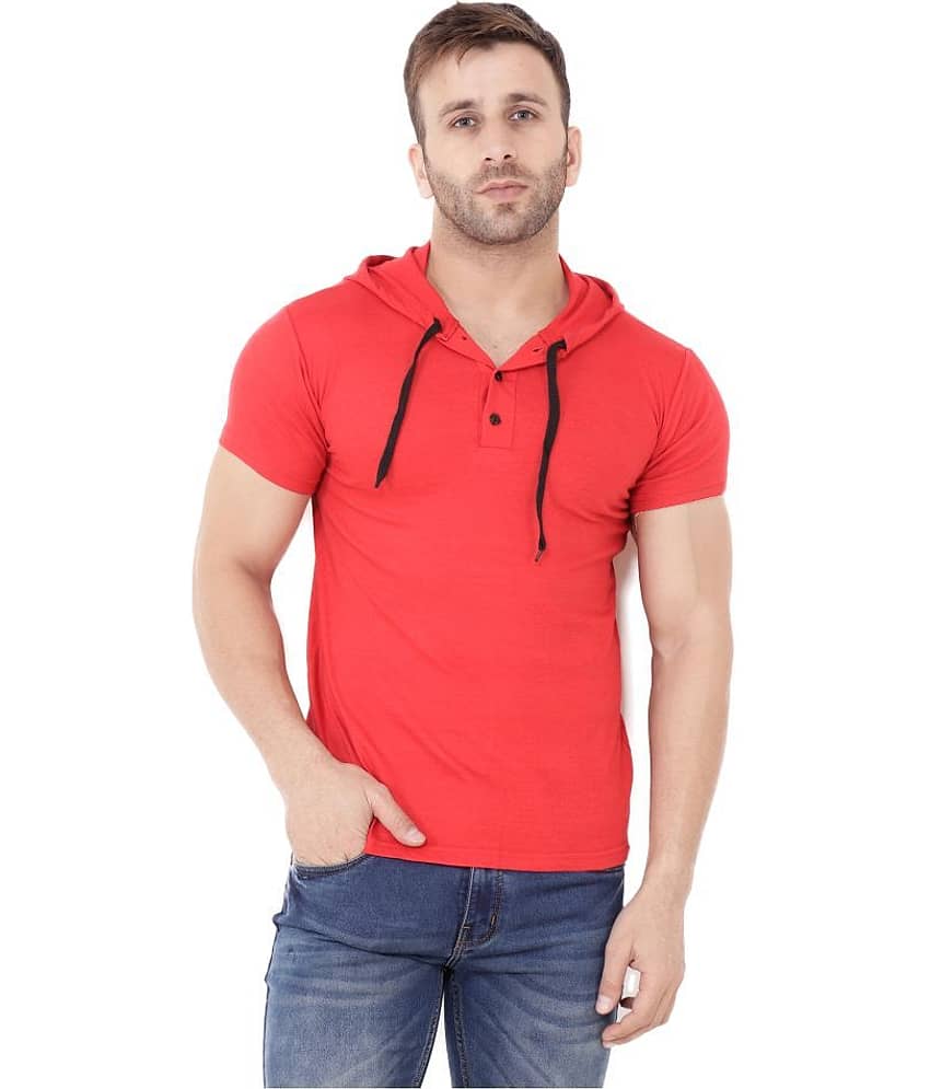 Tfurnish Cotton Blend Red Solids T-Shirt