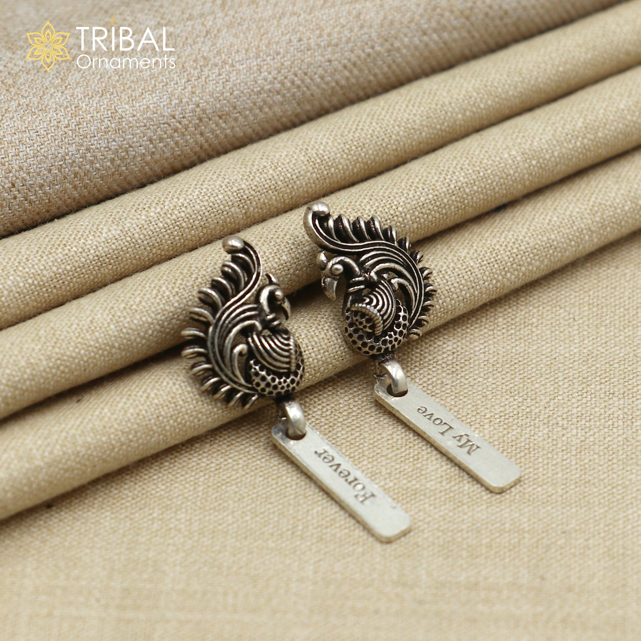 925 sterling silver vintage peacock design ethnic stud earring s1373
