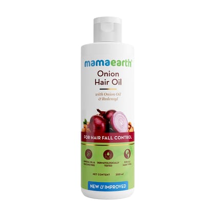 Mamaearth Onion Hair Oil with Onion Oil & Redensyl for Hair Fall Control | Boosts Hair Growth | Adds Strength & Shine | 200 ml Mamaearth Onion Hair Oil with Onion Oil & Redensyl for Hair Fall Control | Boosts Hair Growth | Adds Strength & Shine | 200 ml 