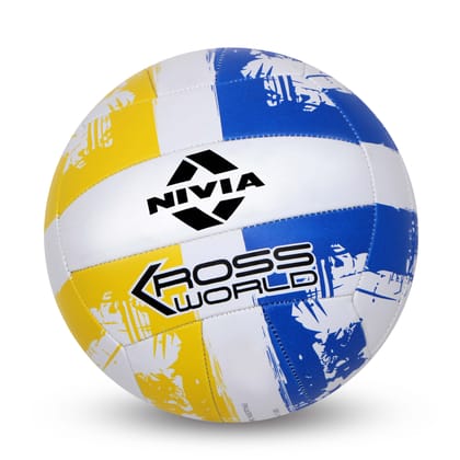 NIVIA Kross World Volleyball- Size: 4  (Blue, Yellow)