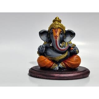 Lord Ganesha Idol  Matt Finish Decorative Murti for Home, Office, Car Dashboard  Gift (4 Inch) Grey Color (Grey)