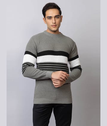 tysort Acrylic Round Neck Men's Full Sleeves Pullover Sweater - Grey ( Pack of 1 )