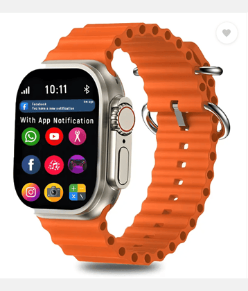 T800 Ultra Bluetooth calling, Multiple Watch Faces,Sleep Monitor, Camera. game Smartwatch  (Orange Strap, Free Size)