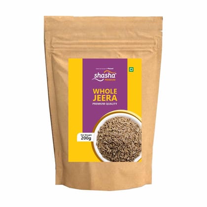 Shasha Cumin Seeds Whole 200g | Premium Sabut Jeera for Cooking & Seasoning | 100% Natural | Gluten-Free | No Added Colors or Preservatives | Fresh & Aromatic