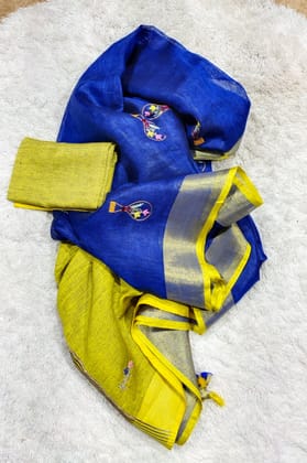 French Knot Organic Linen Saree