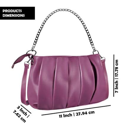 Purple Designer Faux Leather Handbag For Women And Girls HB27