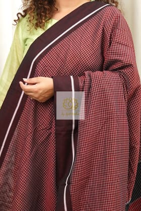 Maroon Patteda Anchu Cotton Saree With Maroon Border